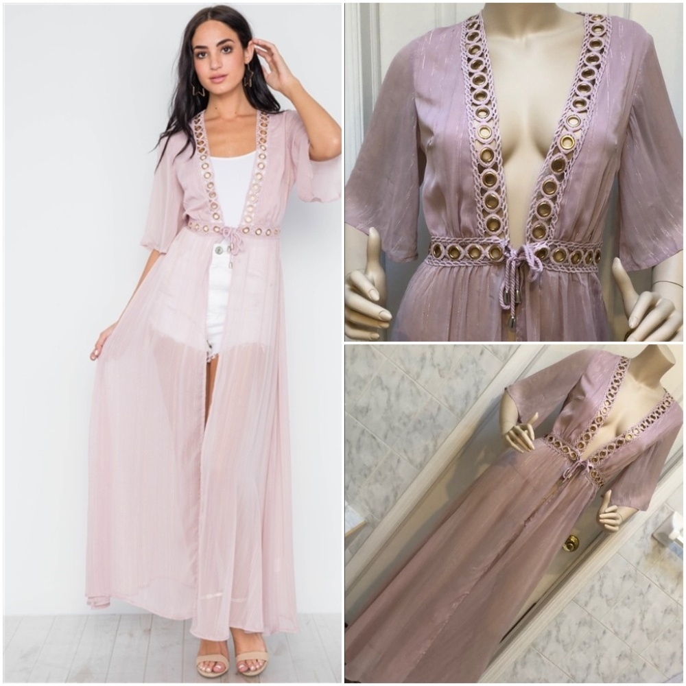 Blush Pink Sheer Chiffon Duster